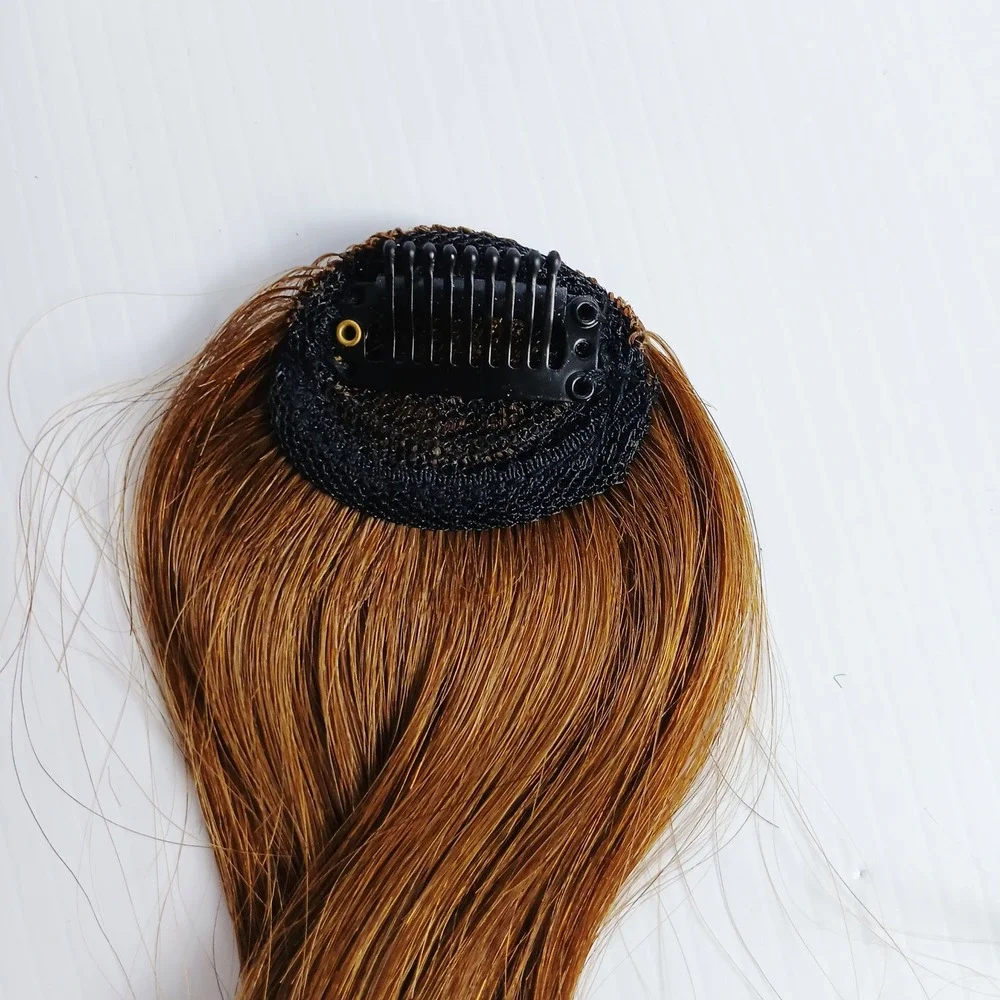 100% Human Hair Clip In Bangs Medium Brown Wispy Fringe Hair Extensions BB Clip